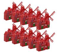 HIAKDOFT Lot de 10 Modèles Miniatures de Moulins à Vent Rouges en Plastique, Décorations de Jardin Féerique, Accessoires pour Micro-paysages, Ornements de Table de Ferme et Décor D’étagère