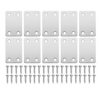 HIAKDOFT Lot de 10 Plaques de Réparation Plates 40X60 MM en Acier Inoxydable avec 40 Vis Équerres d'angle Droites pour Bois Supports Métalliques Robustes pour Meubles Étagères et