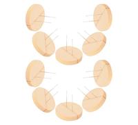 HIAKDOFT Lot De 10 Supports Pour Figurines En Feutrine Avec Aiguille Socle En Bois Présentoir Pour Poupées Au Crochet Support Pour Poupées Au Crochet Beige