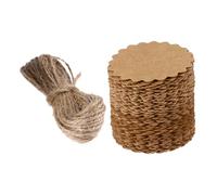 HIAKDOFT Lot De 100 Étiquettes Rondes En Cuir De Vache À Suspendre Pour Bagages En Papier Artisanal Naturel En Ficelle Épaisse Marron Vierges En Jute