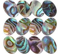HIAKDOFT Lot de 12 Cabochons en Coquille D’Ormeau à Dos Plat Ovales 10X14Mm Pièces pour Fabrication de Bijoux DIY Accessoires pour Boucles D’Oreilles et Colliers Matériel Naturel pour