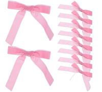 HIAKDOFT Lot de 12 Étiquettes pour Boisson Nœud Rose en Tissu 25 CM - Décorations Réutilisables pour Mariage Anniversaire Cocktails et Décoration de Noël - Marque-Verres Légers 26 G