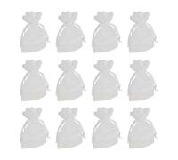 HIAKDOFT Lot de 12 Sachets D'emballage Blancs à Cordon, Pochettes en Dentelle Motif Étoiles, Petites Pochettes de Rangement pour Bijoux, Emballage Présents et Bonbons, Tissu Lavable