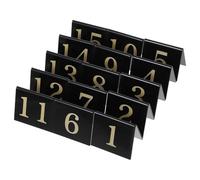 HIAKDOFT Lot de 15 Marqueurs de Table Numéros Compacts en Acrylique Noir Doré, Double Face en V, Épais et Stable, pour Restaurants, Jeux de Société, Scènes de Crime et Numérotation