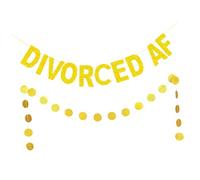 HIAKDOFT Lot de 2 Banderoles Décoratives Pailletées «Divorcé» en Papier Doré Décoration Festive pour Fête de Divorce ou Célibat Taille Standard Design Brillant et Élégant