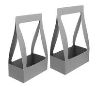 HIAKDOFT Lot de 2 Boîtes à Fleurs en Papier Portable Gris Poignée Coffret d'Emballage pour Bouquets et Présents Conteneur d'Emballage de Fleurs pour Fête des Enseignants Saint-Valentin