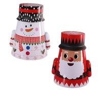 HIAKDOFT Lot de 2 Coffrets de Noël en Fer de Gobelet Boîte de Bonbons et Boîte à Thé Décorations Festives Rouge et Blanc Rangement Présent pour Noël