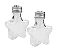 HIAKDOFT Lot de 2 Fioles à Vœux Transparentes en Plastique D’Étoile avec Bouchons en Aluminium Mini Contenants Réutilisables pour Activités Manuelles Art du Sable et Décoration