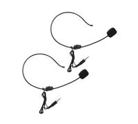 HIAKDOFT Lot de 2 Microphones Filaires Serrage-tête à Spirale, Micro à Condensateur Réglable, Microphone à Contour D’oreille Noir, Compatible Amplificateur Vocal pour Enseignement
