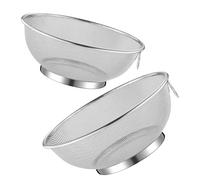 HIAKDOFT Lot de 2 Passoires Ménagères en Acier Inoxydable 18cm et 20cm, Bol Passoire à Mailles Fines pour Filtration de Lait de Soja, Huile, Riz et Aliments Frits Cuisine