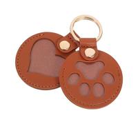 HIAKDOFT Lot de 2 Porte-Clés Souvenir en Poils D’Animal en Cuir PU Motifs Patte de Chat et Cœur Marron Accessoire Commémoratif Léger et Pratique pour Garder Les Poils de Chien et Chat