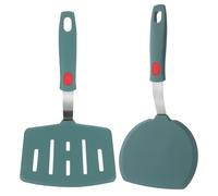 HIAKDOFT Lot de 2 Spatules en Silicone Vert Foncé Spatule Large et Résistantes à la Chaleur pour Cuisson Antiadhésive pour Œufs Poissons et Crêpes au Wok