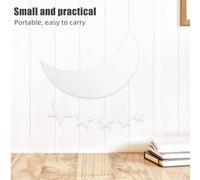 HIAKDOFT Lot de 2 Stickers Muraux Miroir Lune et Étoiles en Acrylique Argenté 3D Autocollants Repositionnables pour Chambre d'Garçon et Filles Salon et Salle de Bain Décoration Murale