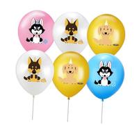 HIAKDOFT Lot de 20 Ballons en Latex Imprimés de 30 CM pour Fête d'Anniversaire d'Animaux Couleurs Vives Motifs Chiens Décoration Festive pour Maison et Événements