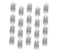 HIAKDOFT Lot De 20 Pendentifs Breloques Insectes En Alliage Argenté Vieilli, Mini Breloques Cigales Vintage Pour Création De Bijoux Diy, Accessoires Loisirs Créatifs Nature, Collier Et Bracelet