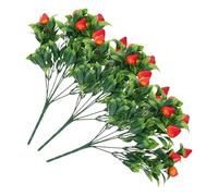 HIAKDOFT Lot de 3 Branches Artificielles de Fraisiers Rouges Réalistes, Tiges de Fraise Décoratives pour Maison et Événements, Décoration Intérieure Solide Entretien