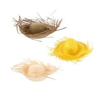 HIAKDOFT Lot de 3 Chapeaux de Soleil Tropicaux en Paille Faits Main pour Fête la Piscine, Style Hawaïen Couverture Solaire Supérieure et Artisanat Unique