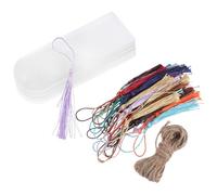 HIAKDOFT Lot de 30 set de Marque-Pages Vierges en Acrylique Transparent 5X15 CM avec Pompons Colorés et Corde en Jute Kit Créatif pour Loisirs Étiquettes Personnalisables pour Lecture