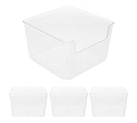 HIAKDOFT Lot de 4 Bacs à Sable Carrés pour Hamsters et Petits Rongeurs Bassines de Bain en Plastique Transparent Base Antidérapante Taille Petite Multifonction pour Salle de Bain et