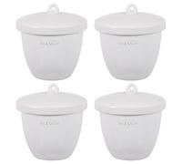 HIAKDOFT Lot de 4 Creusets en Céramique 70 Ml avec Couvercle Résistance Chimique et Thermique Plat et Bol de Creuset Pratique pour Laboratoire Industrie Pharmaceutique et Fonderie