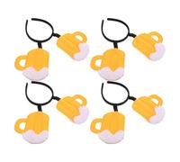 HIAKDOFT Lot de 4 Serrage-Têtes Jaunes à Pompon de Chope de Bière Accessoire Festif Unisexe pour Fête Oktoberfest Bandeau Original pour Soirées à Thème Bière et Festivals