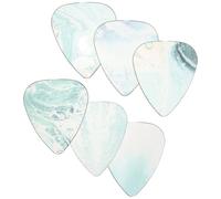 HIAKDOFT Lot de 6 Médiators Triangulaires Bleu Océan 0,58 Mm en Métal Kit D'accessoires de Guitare Électrique et Folk, Petits Médiators Épais pour Guitare, Basse et Ukulélé, pour Débutants