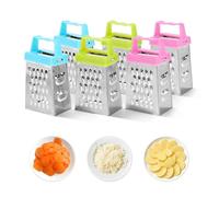 HIAKDOFT Lot de 6 Mini Râpes Multifonctionnelles en Acier Inoxydable, Râpe à Fromage, Trancheuse à Légumes et Pommes de Terre, 4 Faces, Couleurs Bleu, Vert Clair et Rose Fuchsia,