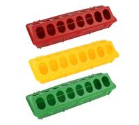 HIAKDOFT Mangeoire à Poulets Anti-gaspillage en Plastique Suspendue 30x12,5x8 Cm pour Cage, Bol D’Alimentation Volaille 3 Pièces Usage Oiseaux Pigeons Canetons