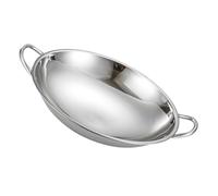 HIAKDOFT Marmite Acier Inoxydable à Fond Rond avec Double Poignée Poêle Wok à Conduction Rapide pour Cuisson Saine et Ustensile Ménager Polyvalent