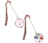 HIAKDOFT Marque-Page en Métal Vintage avec Pendentifs Cristal 7 Chakras et Arbre de Vie Lot de 2 Pièces Accessoire Élève pour Lecture et Décoration