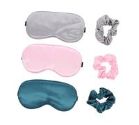 HIAKDOFT Masque de Sommeil Soie Imitation avec Anneau à Cheveux Jour Féminin Doux Confortable Cache Yeux pour Dormir Assortiment Rose Gris Vert Foncé