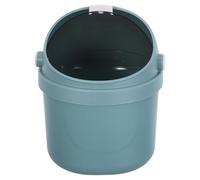 HIAKDOFT Mini Poubelle de Bureau en Plastique avec Couvercle Petite Corbeille à Papier Compacte Bleu 21 X 14 X 14 CM pour Bureau Chambre ou Table de Chevet Poubelle Portable et