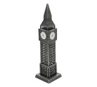 HIAKDOFT Modèle de Bâtiment Big Ben Vintage Métal Décoration de Table Britannique Souvenir de Voyage pour Bureau et Salon Horloge Tour Horloge Argentée