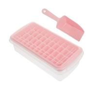 HIAKDOFT Moule à Glaçons Compartiments avec Couvercle et Raclette Bac Grand Format Réutilisable pour Congélateur Débordement et Protection Odeurs Rose