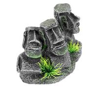 HIAKDOFT Ornement Aquarium Moai Résine Décoratif pour Poissons Accessoire Léger et Résistant pour Réservoir Tortue Cachette Sûre et Naturelle pour Aquarium