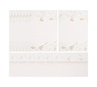 HIAKDOFT Papier à Lettres Vintage 14 Pièces Kit Enveloppes Blanches Motifs Notes de Musique Dorées, 6 Enveloppes et 8 Feuilles, Multifonctions pour Mariage, Invitations et Correspondance