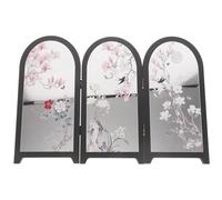 HIAKDOFT Paravent Pliant Chinois en Miroir, Écran Décoratif de Bureau Compact, Séparateur Pliable Traditionnel pour Décoration Asiatique et Espace de Travail, Panneau Miroir Portable,