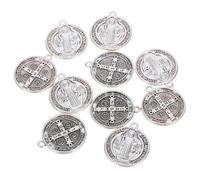 HIAKDOFT Pendentifs Saint Benoît Croix Italienne, Lot De 10 Médaillons En Métal Pour Création De Bijoux Diy, Amulettes De Protection Pour Colliers Et Porte-clés