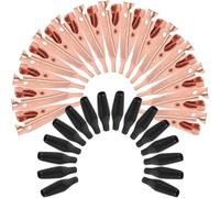 HIAKDOFT Pinces Crocodiles en Cuivre Pur sans Dents, 15 Pièces, Mini-pinces Métalliques à Mâchoires Lisses avec Embouts Isolés, Accessoires Polyvalents pour Soudage et Couleur Aléatoire