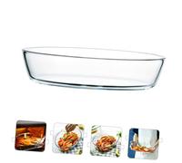 HIAKDOFT Plat de Cuisson Verre Ovalé Chaleur pour Micro Ondes et Four Plateau pour Salade et Rôtissage Facile à Nettoyer et Empilable pour Usage Domestique