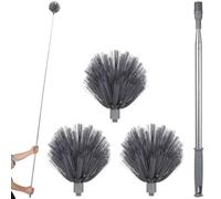 HIAKDOFT Plumeau à Toiles D’Araignée Extensible avec Manche Télescopique 3 Têtes de Nettoyage Léger pour Plafond Haut Intérieur et Extérieur Outil Dépoussiéreur Polyvalent