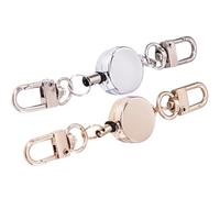 HIAKDOFT Porte-badge Rétractable 2 Pièces Argenté et Or Cordon Porte-clés et Boucle Résistante, Porte-clés Multifonction pour Badge D'identification, Bureau et Activités Extérieures