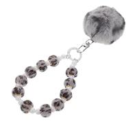HIAKDOFT Porte-clés Pompon Boule de Poils Gris Léopard, Breloque Paquet à Main Décorative, Accessoire Téléphone, Porte-clés Animalier pour Femme, Présent Original