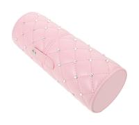 HIAKDOFT Porte-Pinceaux de Maquillage Rose avec Strass Seau de Rangement Compact avec Couvercle Anti-Poussière Boîte Multifonction pour Pinceaux Cosmétiques et Accessoires de Bureau