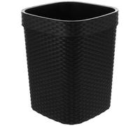 HIAKDOFT Poubelle en Plastique Noir à Motif Tressé Imitation Rotin Compacte et Résistante Corbeille à Déchets Multifonction pour Bureau et Maison Facile à Nettoyer et Solide