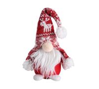HIAKDOFT Poupée de Noël Père Noël à Barbe Longue Décoration de Table Rouge Figurine Debout Tissu pour
