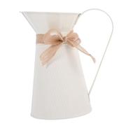 HIAKDOFT Seau à Fleurs Décoratif Vintage en Métal Blanc Crème, Vase à Composition Rustique pour Bureau Et Maison, Pot à Plantes Polyvalent pour Fleurs Séchées Et Fraîches