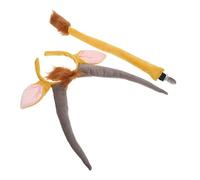 HIAKDOFT Set de Déguisement Garçon Fille Bandeau Corne Antilope avec Oreilles et Queue Couleur Jaune-marron Accessoires Cosplay Sécurisés et Confortables pour Fêtes et Jeux Imagination