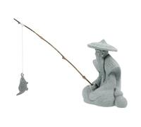 HIAKDOFT Statue De Pêcheur De Jardin Décoration Zen Extérieur Résine Résistante Aux Intempéries Ornement Asiatique Symbolisant Sagesse Et Patience pour Aquarium Et Micro-Paysage