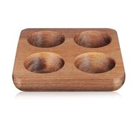 HIAKDOFT Support à œufs en bois d'acacia avec 4 compartiments - Rangement pour armoire de cuisine et présentation sur comptoir - Marron